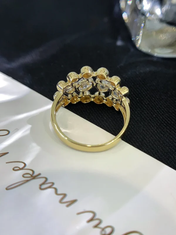 Bold Beaded Mixed Shape Diamond Ring in Yellow Gold - Image 2