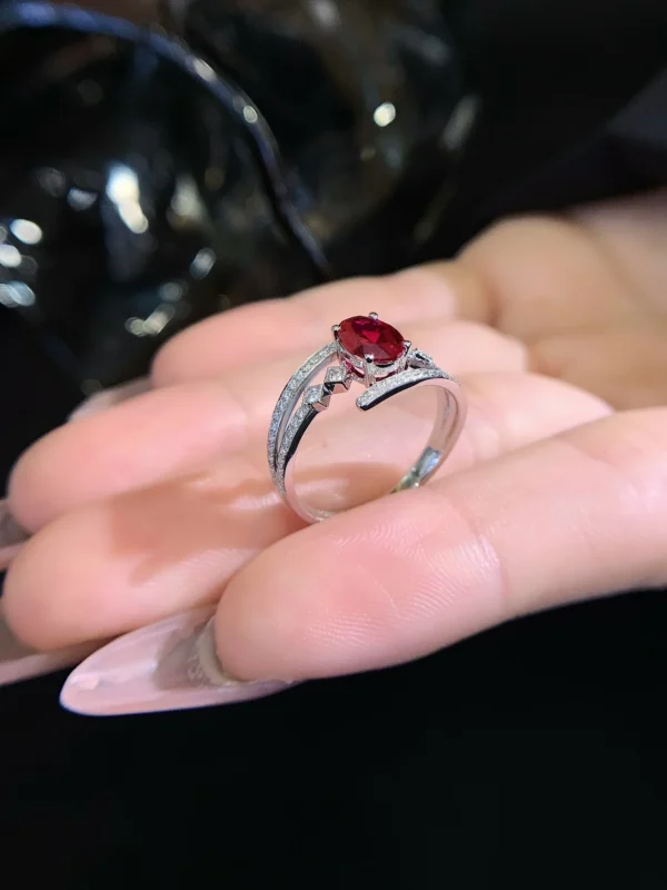 Ruby Engagement Ring Round Red Ruby - Image 4