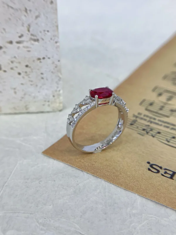 White Gold Natural Ruby ring with Diamonds - Image 3