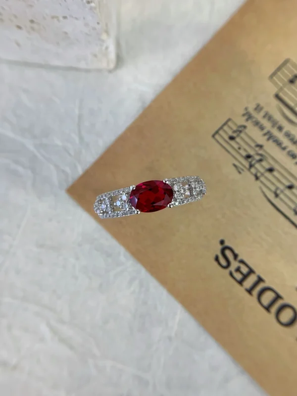 White Gold Natural Ruby ring with Diamonds - Image 5