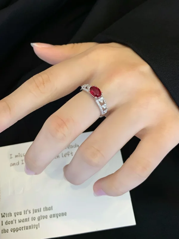 White Gold Natural Ruby ring with Diamonds - Image 2