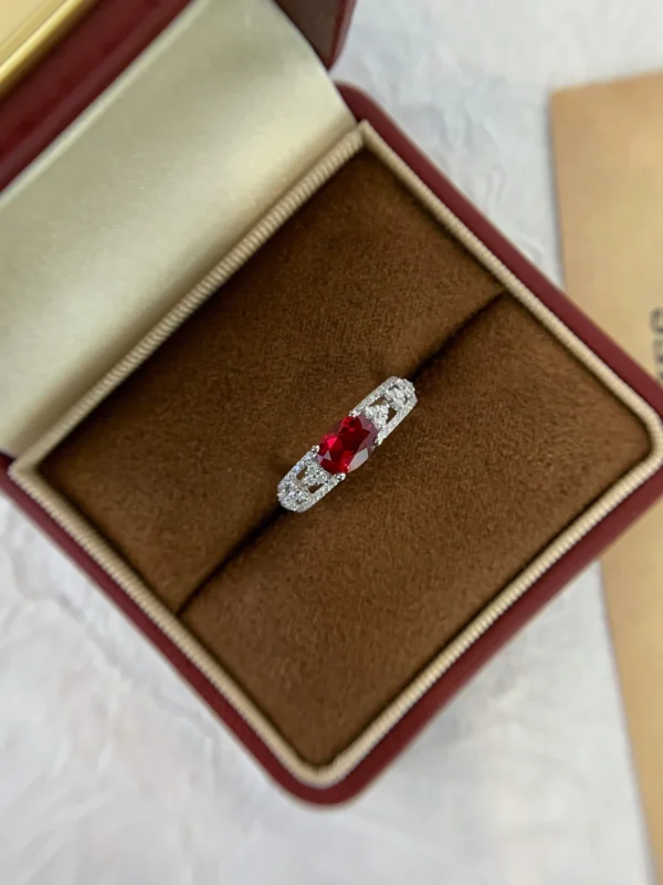 White Gold Natural Ruby ring with Diamonds